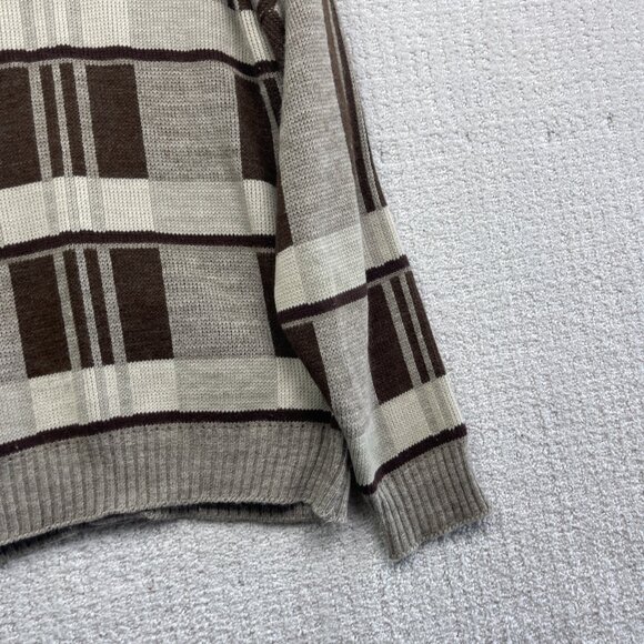 VTG Cooper Wool Blend Cardigan Brown Color block Men S Grandpa 90s Canada Made - Picture 13 of 15